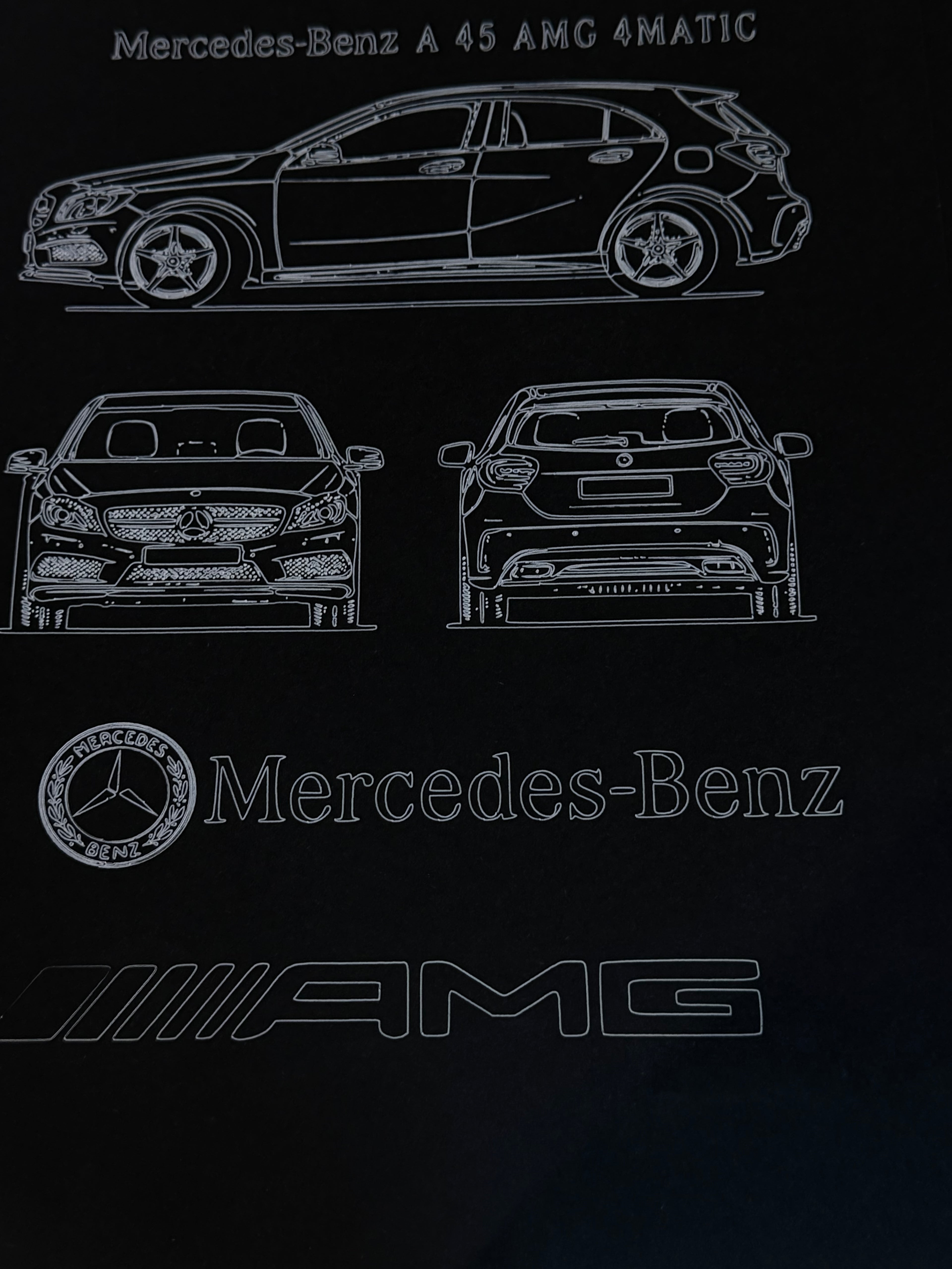 Mercedes-Benz A 45 AMG 4MATIC Technical Blueprint - Robotic Pen Plotter Art