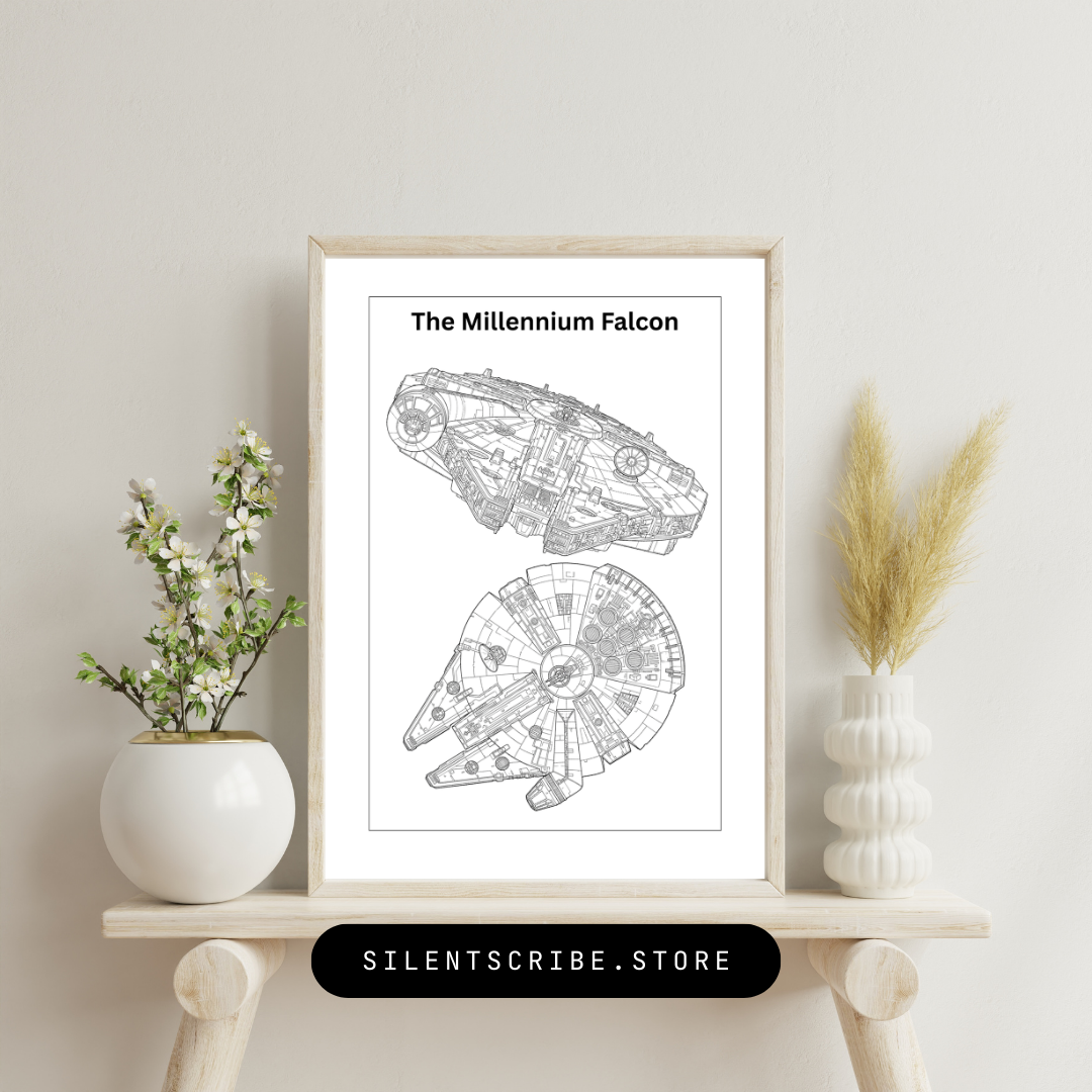 Millennium Falcon (YT-1300) | Pen-Plotted Star Wars Technical Art