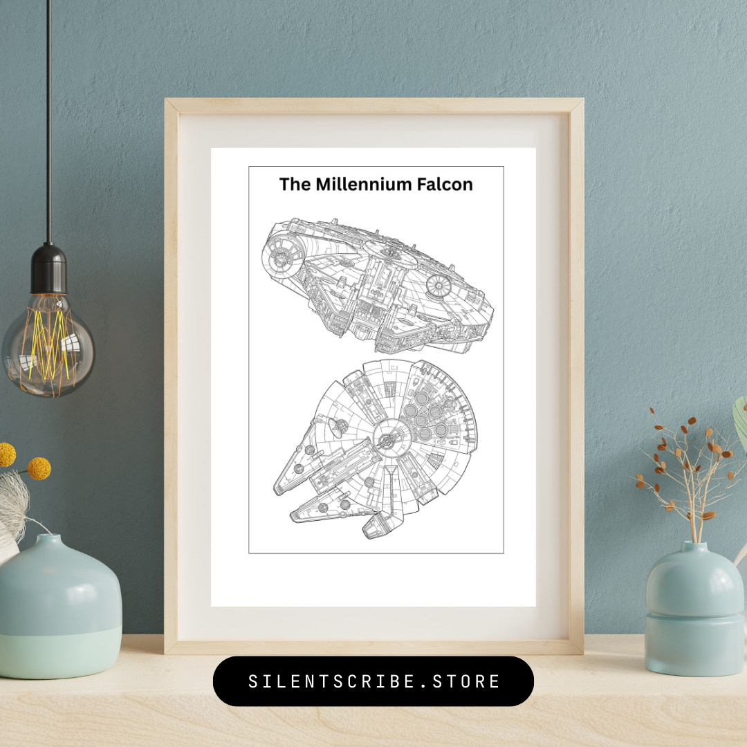 Millennium Falcon (YT-1300) | Pen-Plotted Star Wars Technical Art