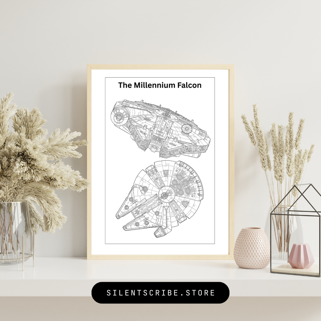 Millennium Falcon (YT-1300) | Pen-Plotted Star Wars Technical Art